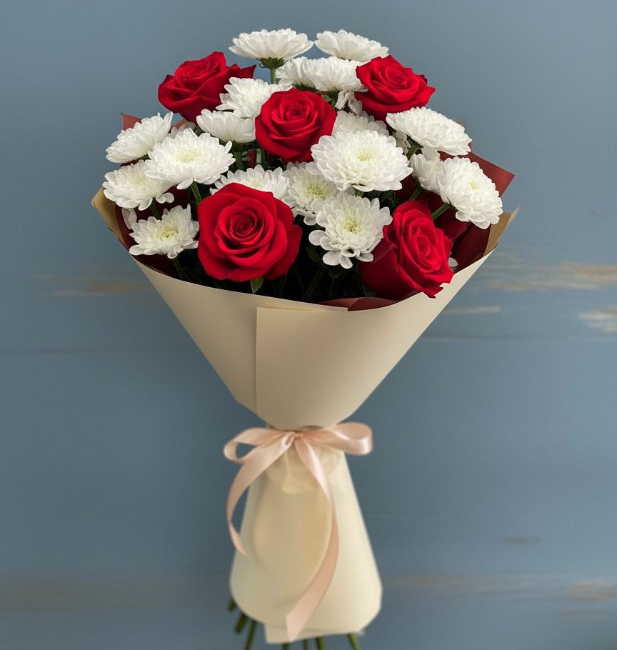 Букет цветов из: Розы и Хризантемы в Прикалаусском