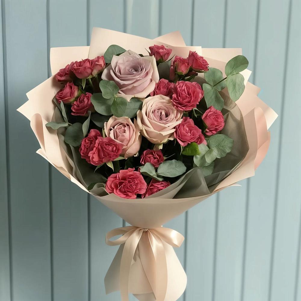 Букет цветов из: Гвоздики и Розы в Прикалаусском