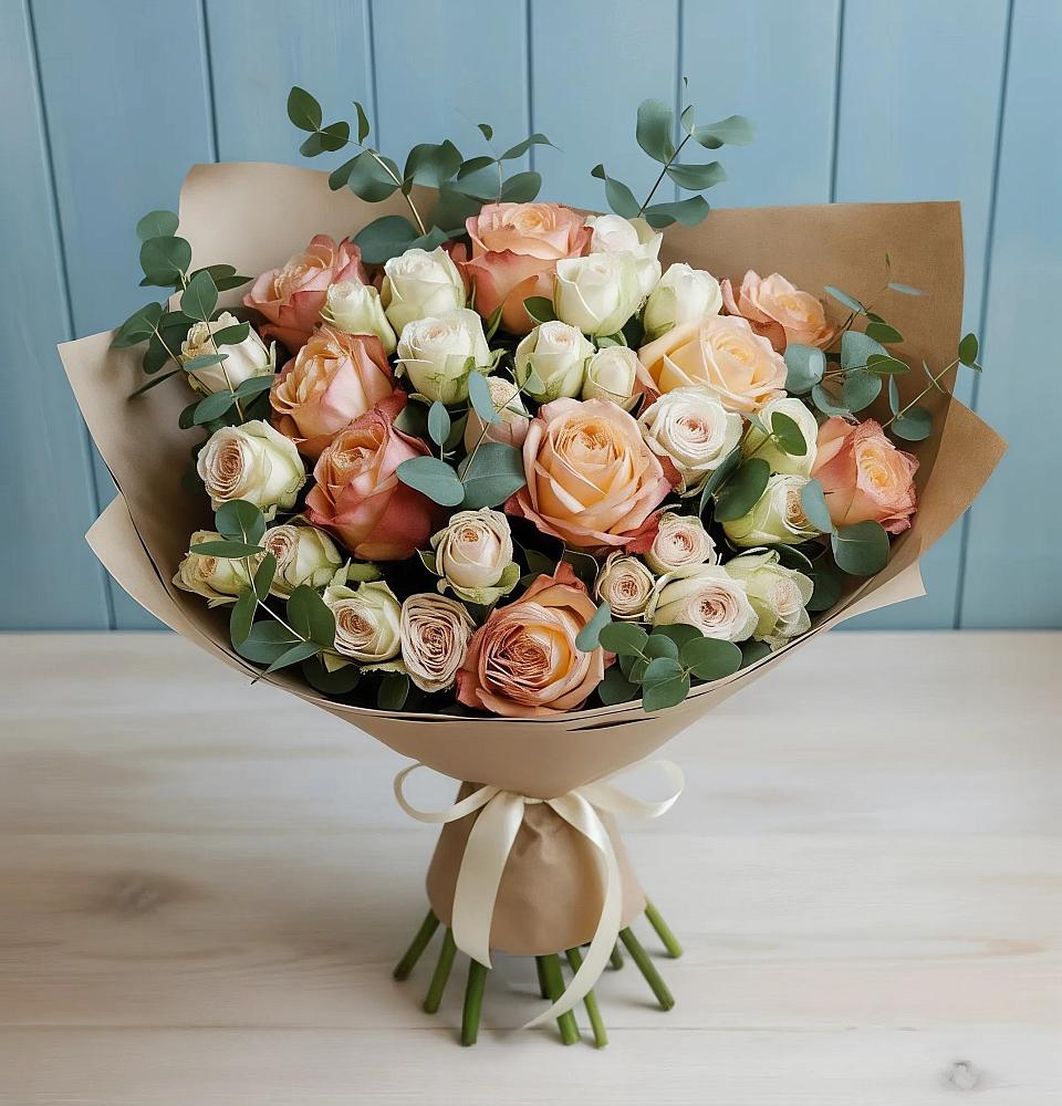 Букет цветов из: Альстромерии и Розы в Прикалаусском