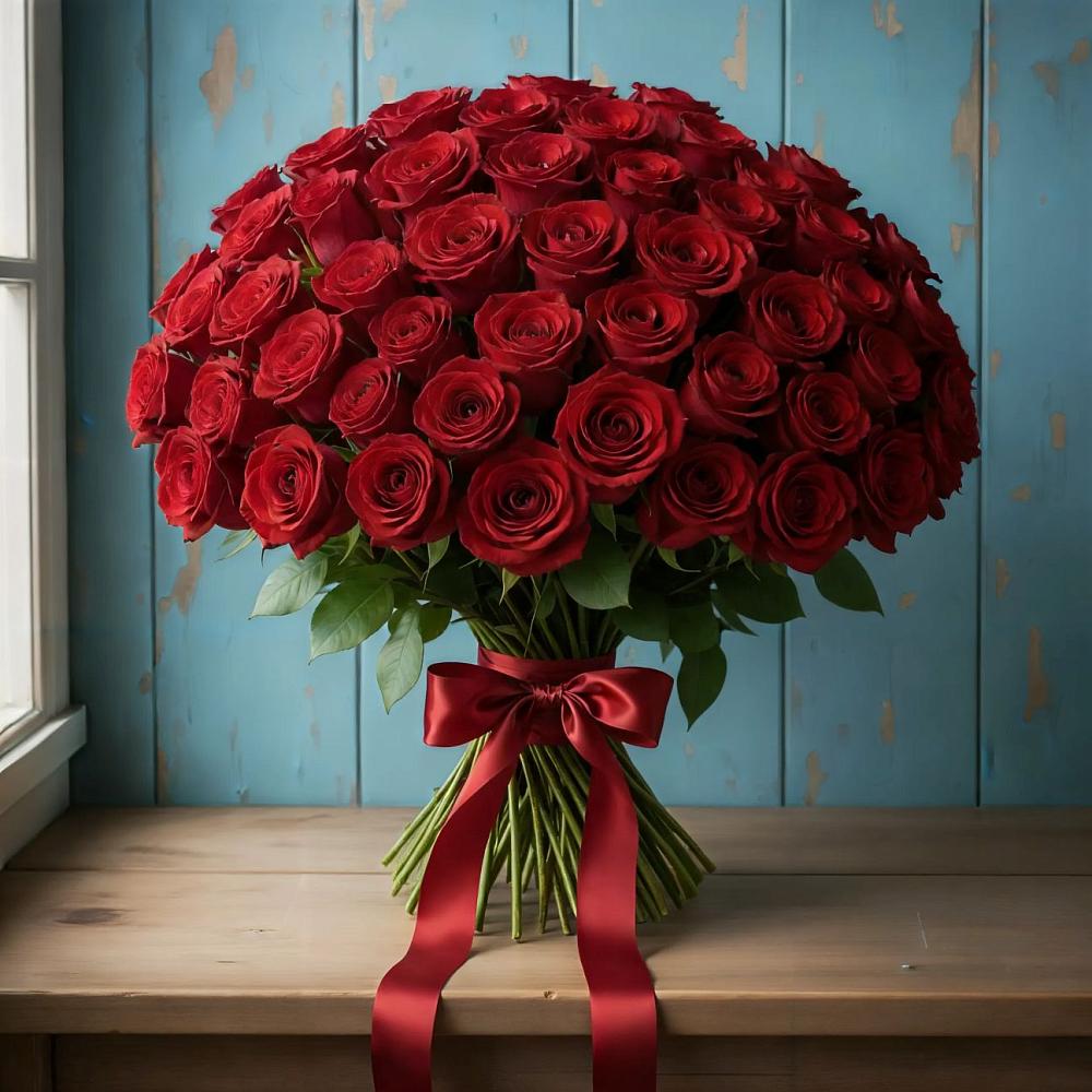 Букет Красные розы Блэк Меджик в Прикалаусском