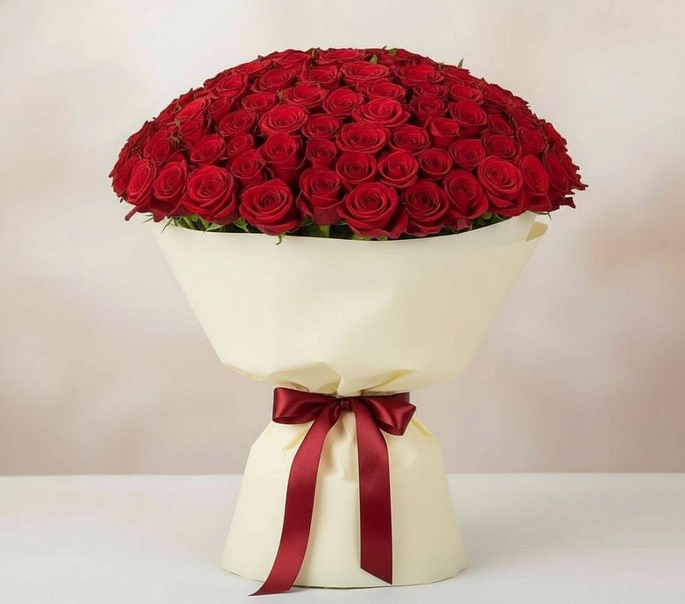 Букет 101 Красная роза Милано в Прикалаусском