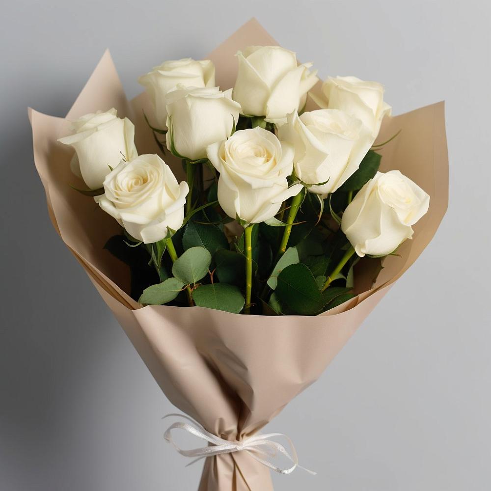 Букет 9 Белых роз Эдлесс Лав в Прикалаусском