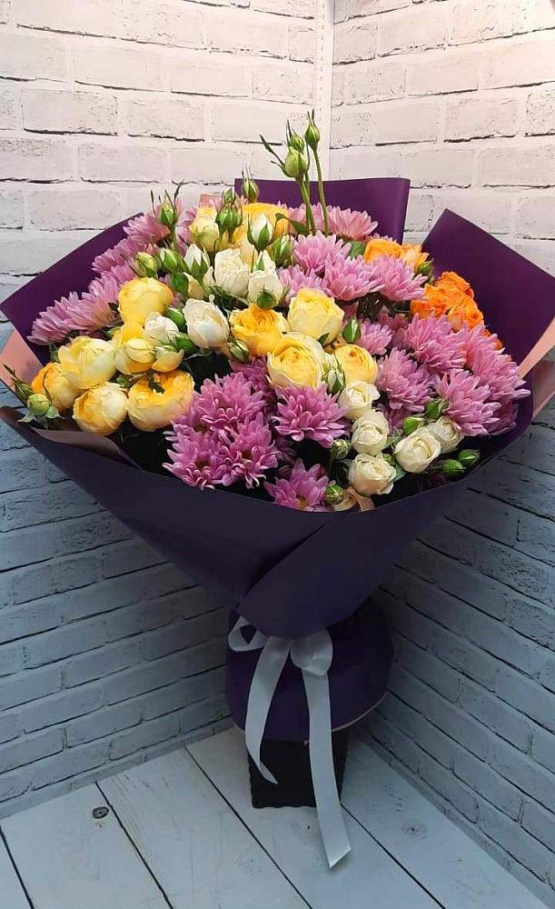 Букет цветов из: Хризантемы и Розы в Прикалаусском