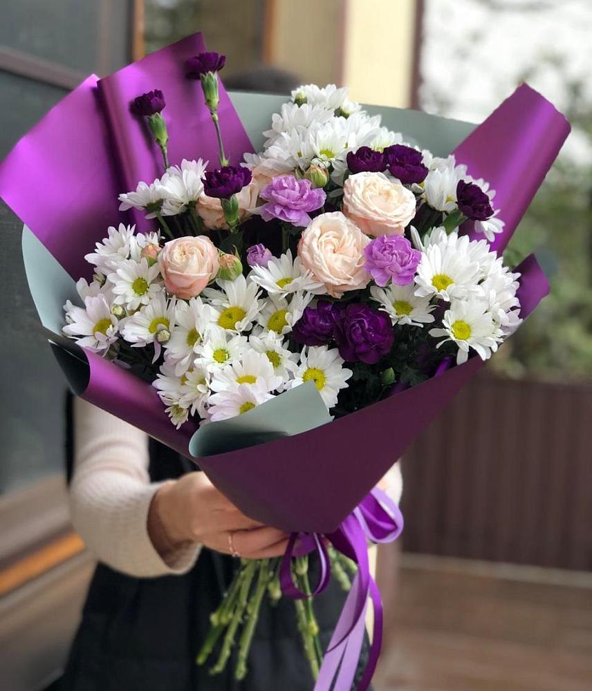 Букет цветов из: Хризантемы, Гвоздики и Розы в Прикалаусском