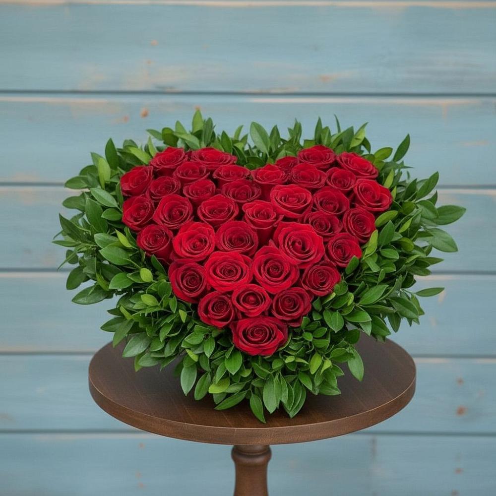 Цветочная композиция из Розы в виде сердца в Прикалаусском