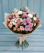 Букет цветов из:  Хризантемы, Розы и Альстромерии в Прикалаусском