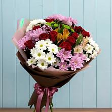 Букет цветов из:  Розы, Хризантемы и Альстромерии в Прикалаусском